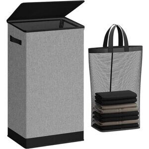 Laundry Hamper with Lid 100L Large & Tall Collapsible Laundry Basket, Clothes